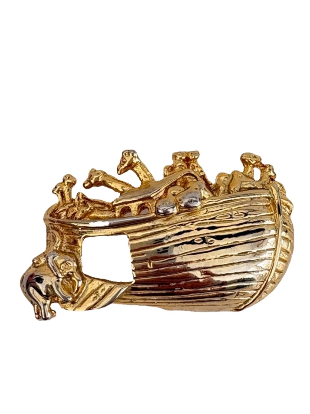 Gold Tone Noah's Ark Brooch Signed AAi